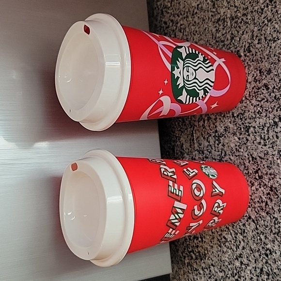Set of Reusable Starbucks Red Cups - Picture 1 of 4